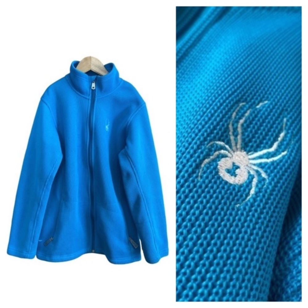 Spyder Blue Waffle Knit Youth Full Zip Jacket Coat